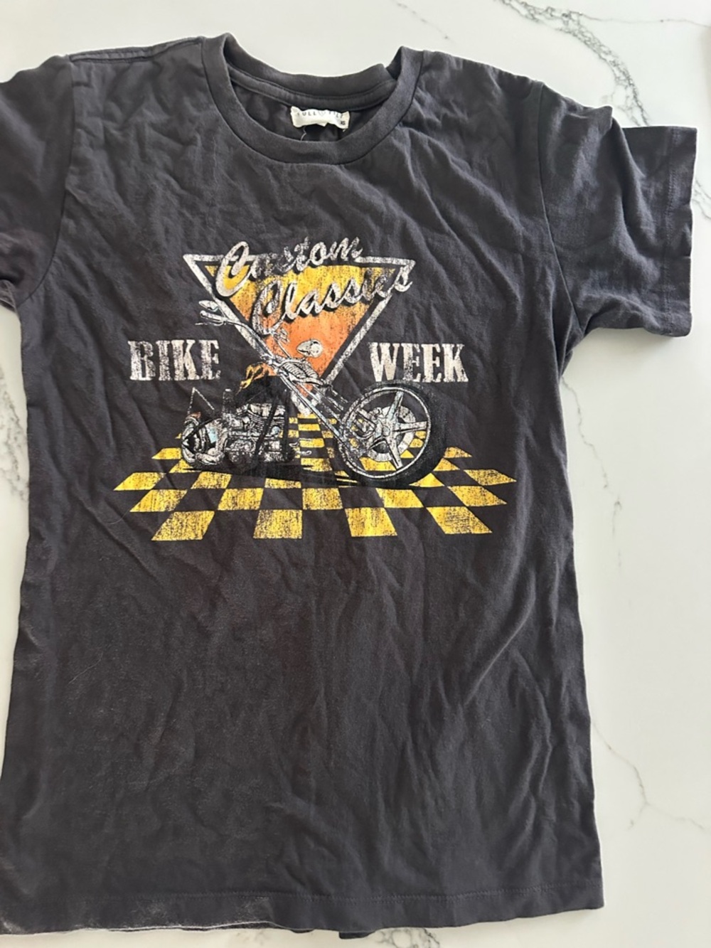 TILT Black Tee with Yellow & Orange Bike Week Graphic
